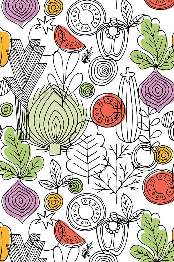 Healthy Food Background Pattern - HD Wallpaper 