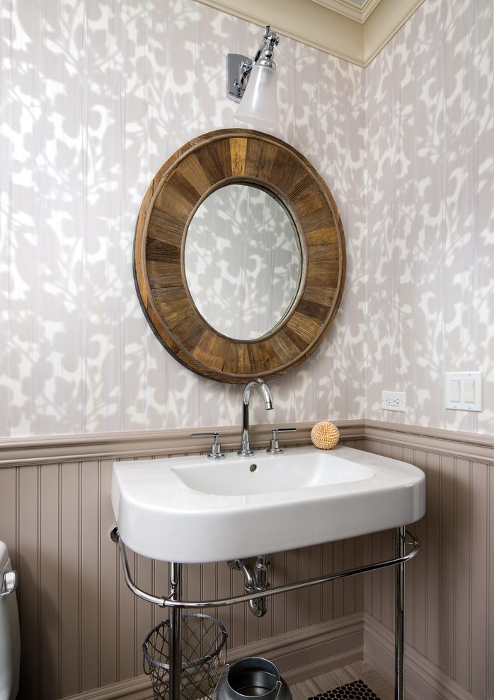 Toronto Gray And White Wallpaper With Contemporary - Powder Room Wallpaper Molding - HD Wallpaper 