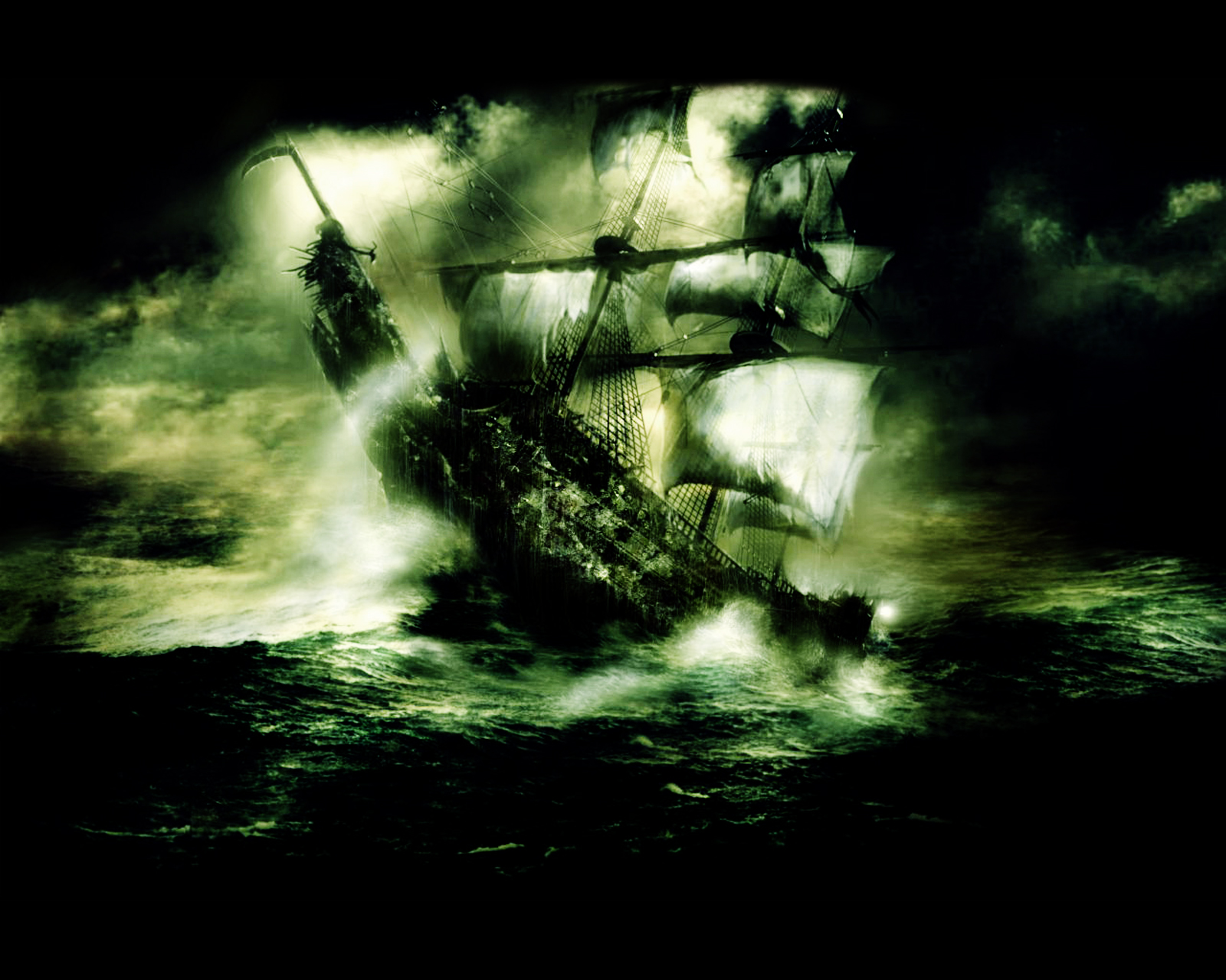 Pirate Ship On Rough Seas - HD Wallpaper 