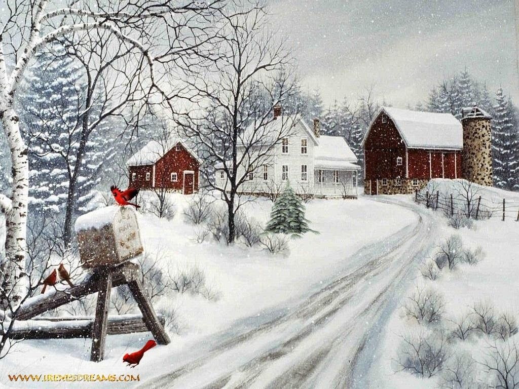 Winter Snow Christmas Farm Holiday Santa Picture Wallpaper - Fs19 Menu Background - HD Wallpaper 