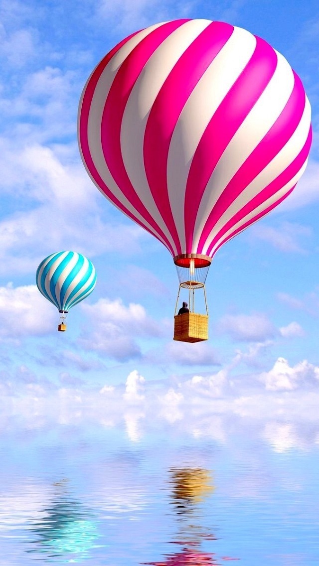 Colored Hot Air Balloons Over The Sea - Hot Air Balloon In The Sky - HD Wallpaper 