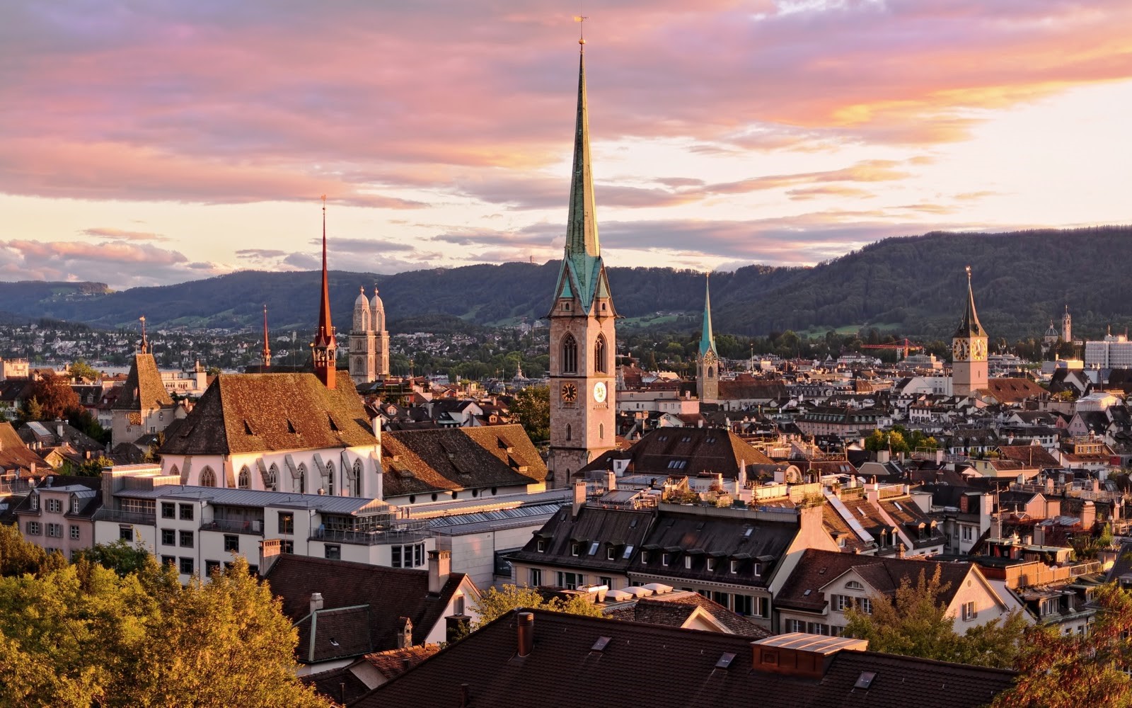 Zurich Sunset - HD Wallpaper 