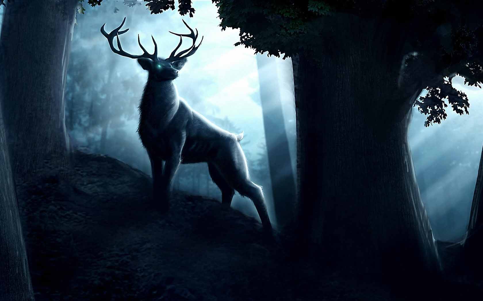 Deer Painting Free High Definition Wallpapers - Deer In The Moonlight - HD Wallpaper 