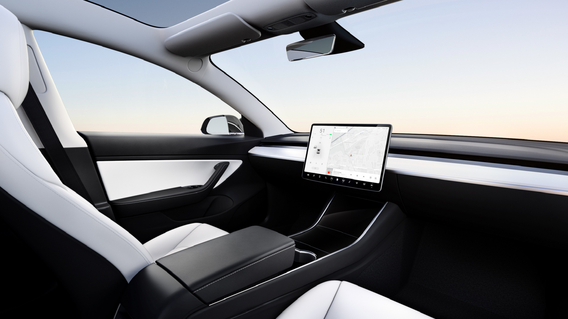 Tesla Model 3 White Interior Wood Trim - HD Wallpaper 