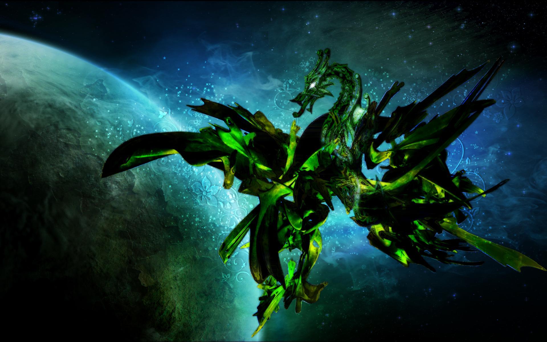 Black And Green Dragon - HD Wallpaper 