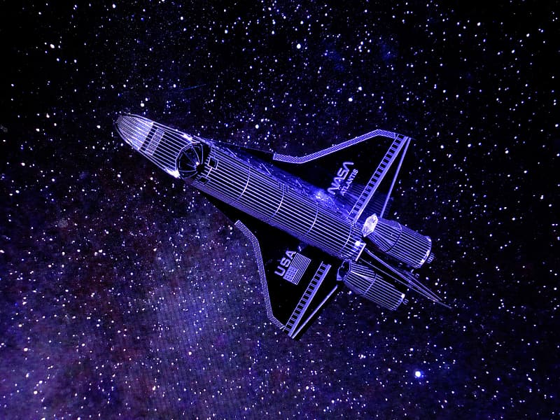 Black And Purple Usa Nasa Space Shuttle Digital Wallpaper - Space Shuttle Wallpaper 5k - HD Wallpaper 