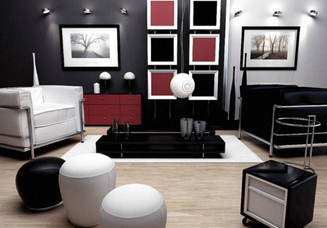 Red Black And White Living Room Decor - HD Wallpaper 