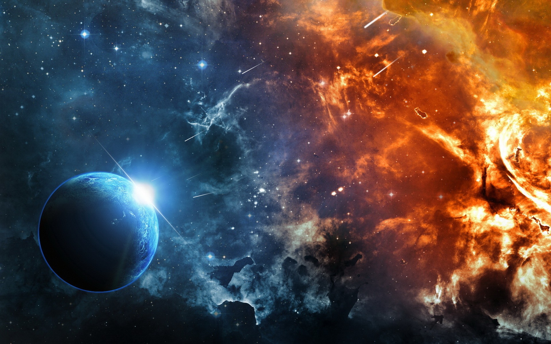 Fire And Ice Space - HD Wallpaper 