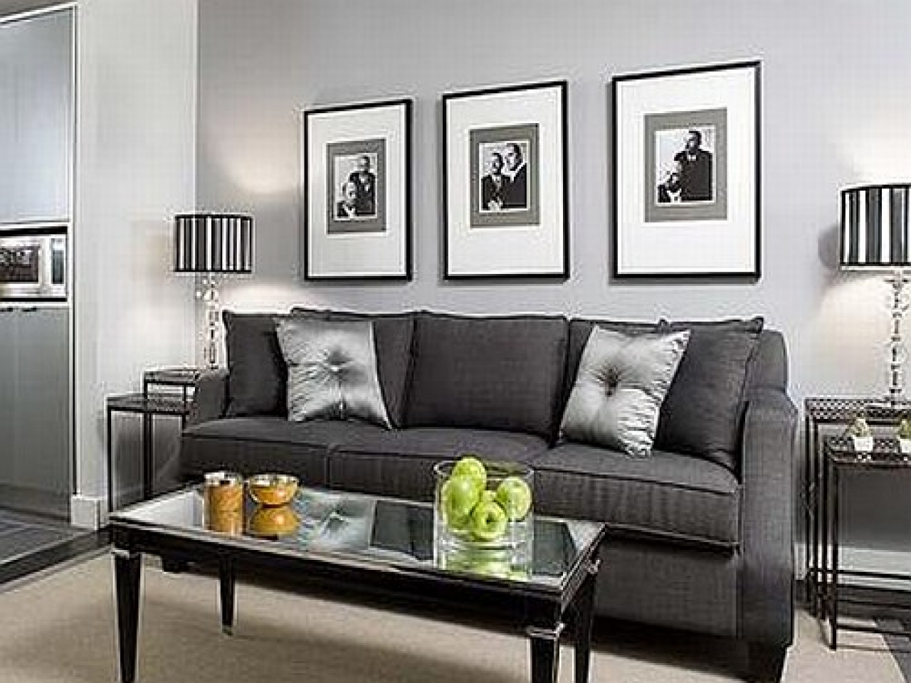 Grey Color Living Room - HD Wallpaper 