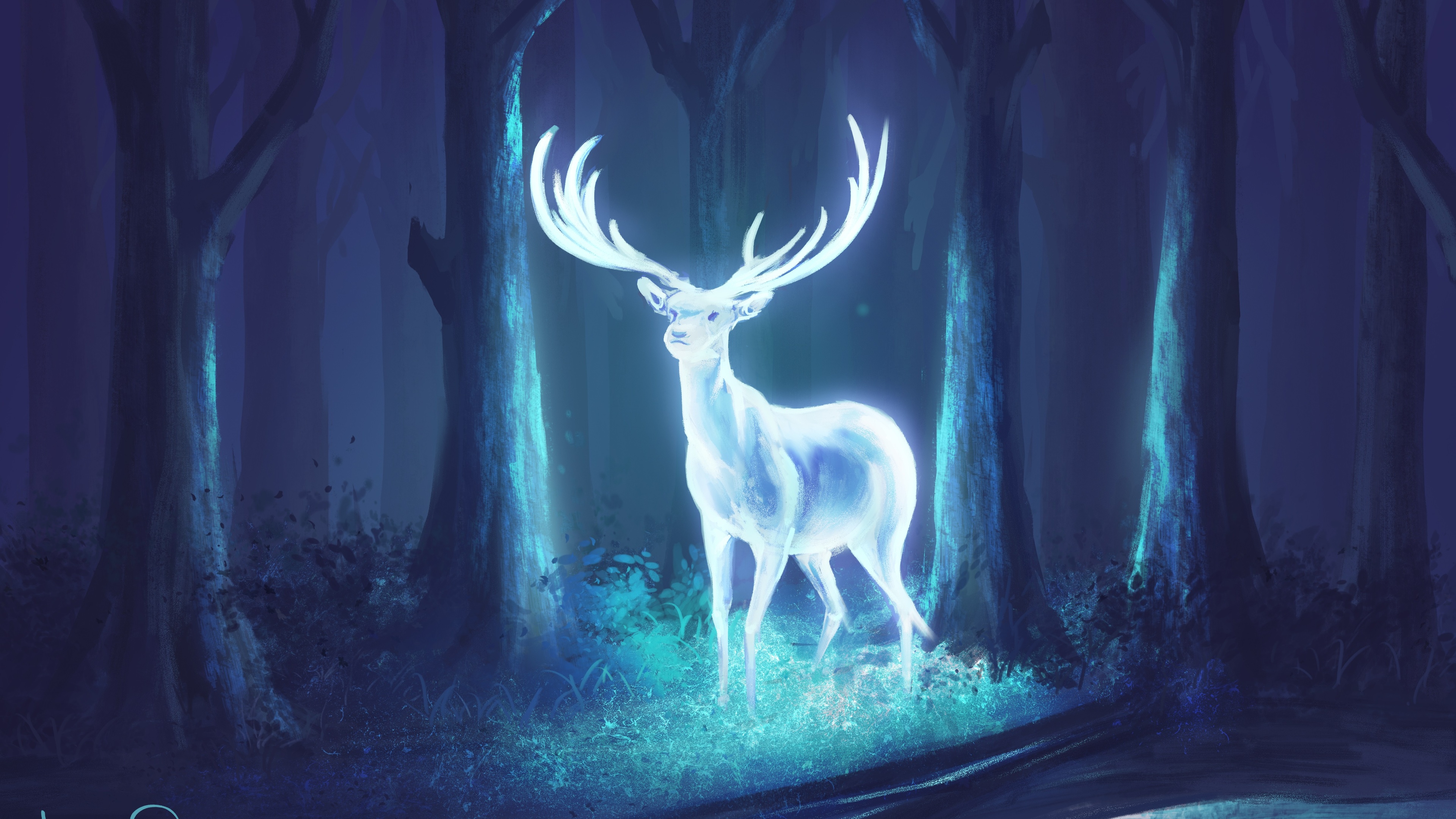 Deer Fantasy Artwork 4k - Harry Potter Deer Painting - HD Wallpaper 