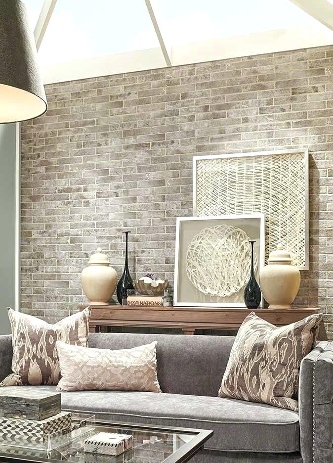 Brick Wallpaper Living Room Ideas - Capella Taupe Brick 2x10 Porcelain - HD Wallpaper 