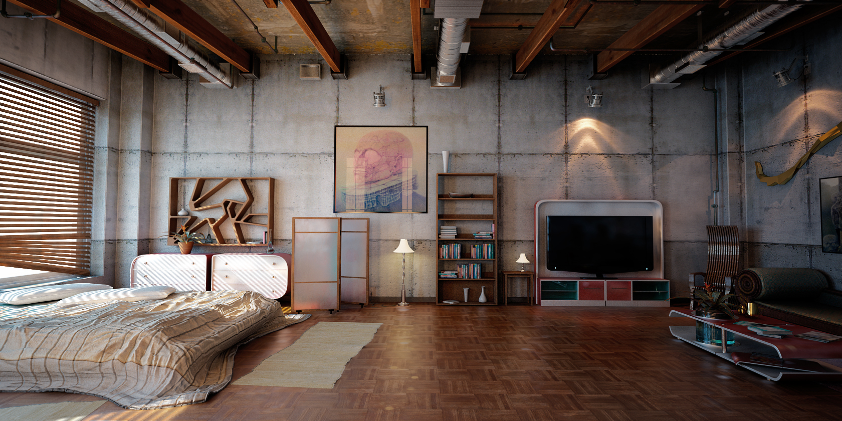 Industrial Style Room - HD Wallpaper 