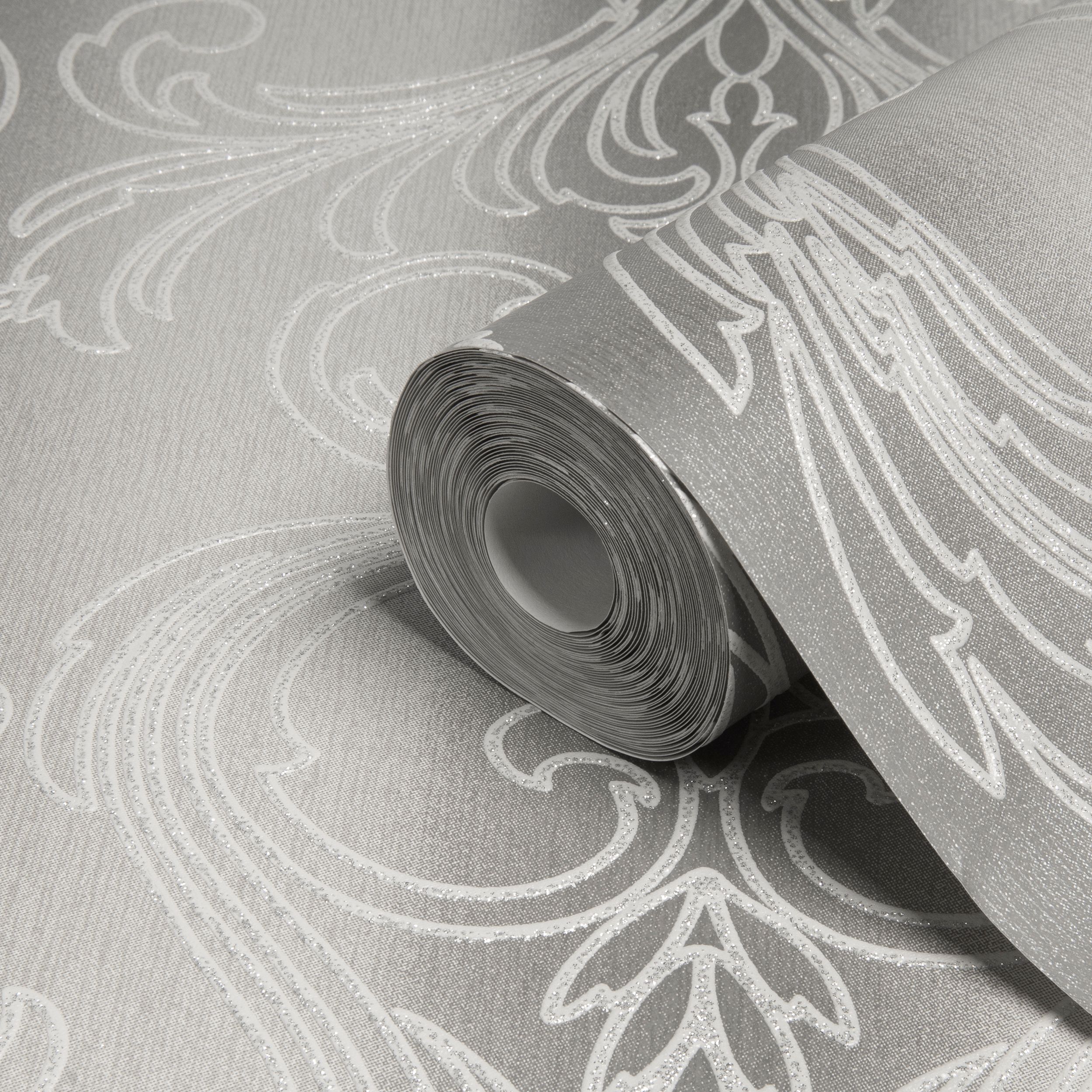 Graham And Brown Valentino Damask Silver - HD Wallpaper 