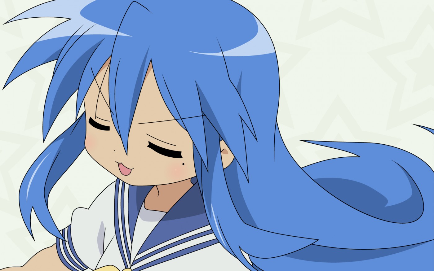 Izumi Konata Lucky Star Seifuku Vector Trace Wallpaper - Konata Izumi Eyes Closed - HD Wallpaper 