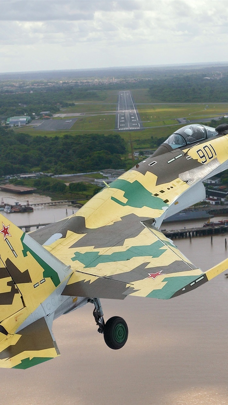 Iphone Wallpaper Su-35 Fighter Flight, Camouflage, - Su 35 Vs J 20 - HD Wallpaper 