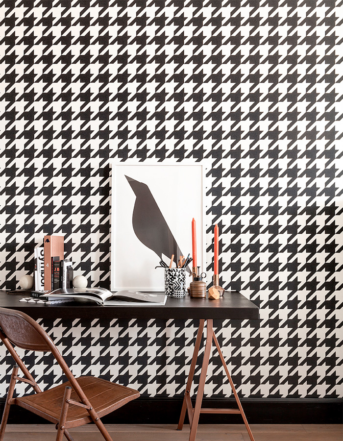 Black And White Dogstooth Wallpaper R2542 - Pied De Poule Behang - HD Wallpaper 