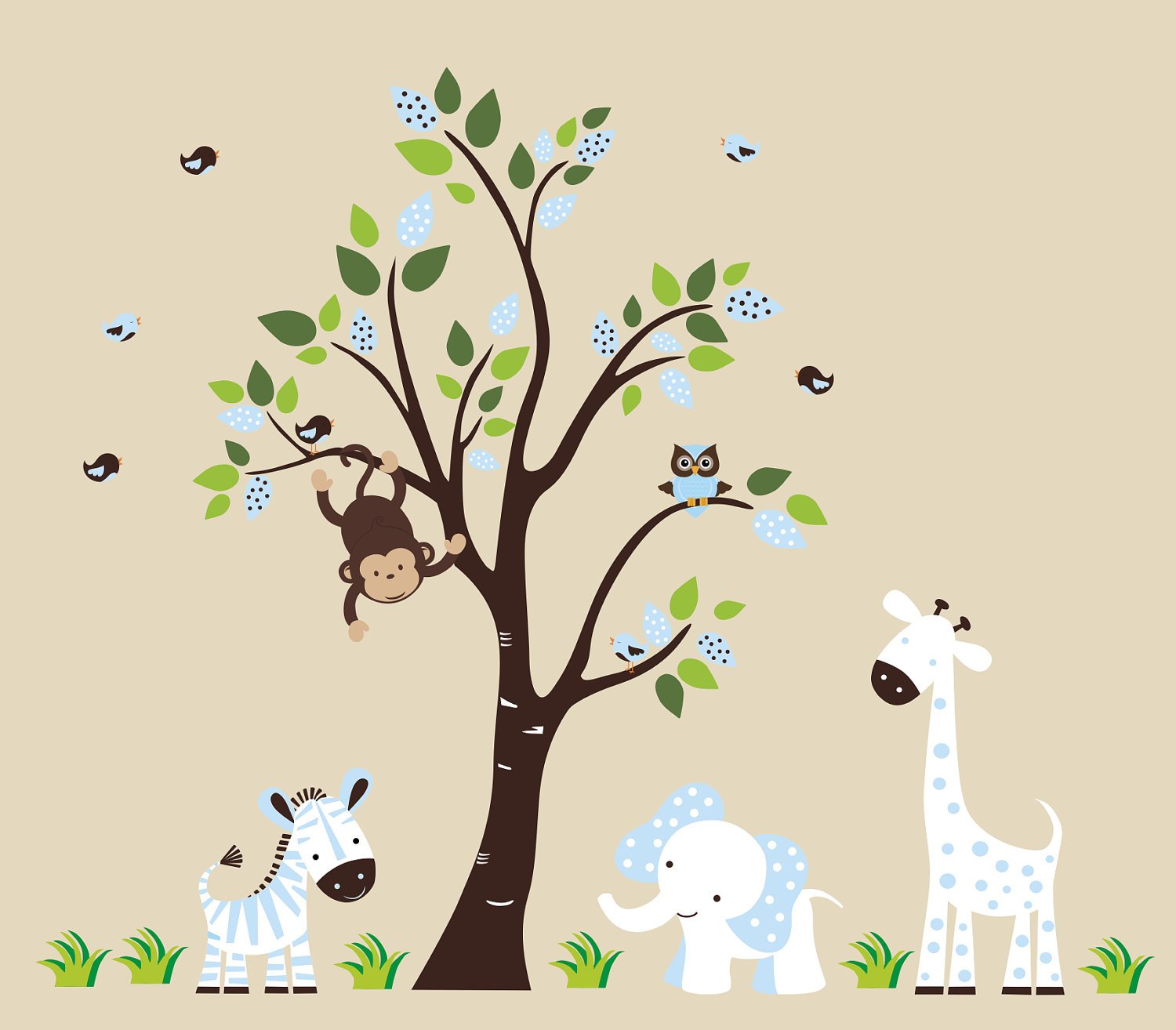 Nursery Animal Decals For Walls - HD Wallpaper 