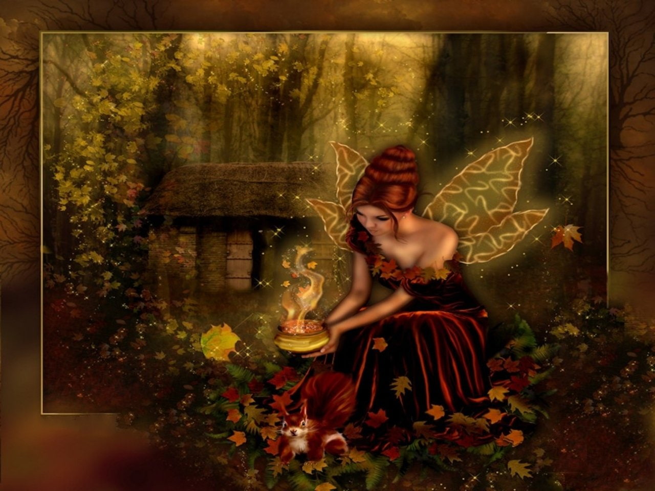 Fall Backgrounds Fairies - HD Wallpaper 