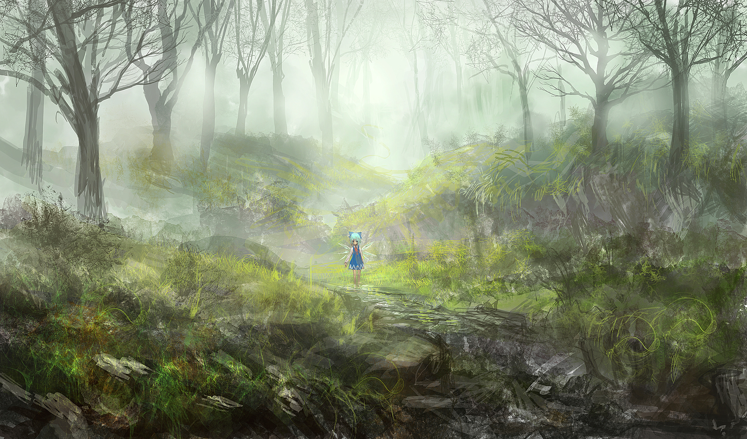 Cirno Dress Fairy Forest Lm7 Scenic Touhou Tree Water - Touhou Forest Of Magic - HD Wallpaper 