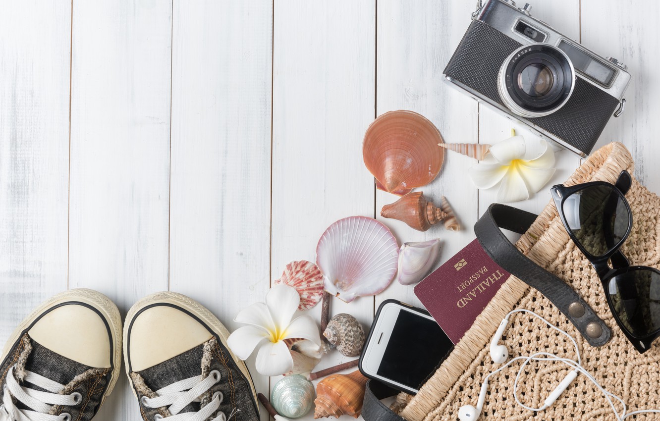 Photo Wallpaper Summer, Flowers, Vacation, Glasses, - Film Camera - HD Wallpaper 