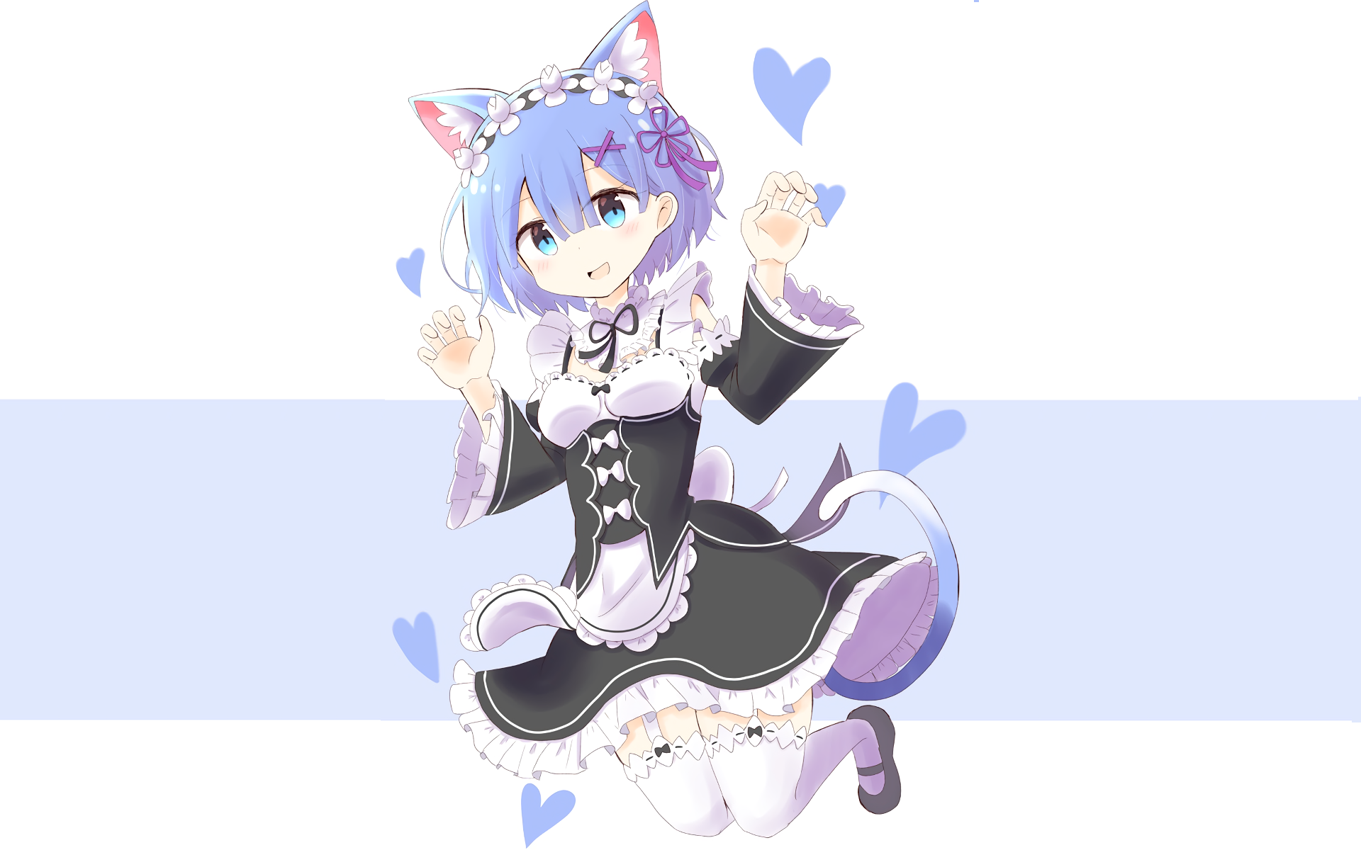 Anime Animegirl Rezero Rem Neko Catgirl Blue Re Zero Starting Life In Another World 19x10 Wallpaper Teahub Io