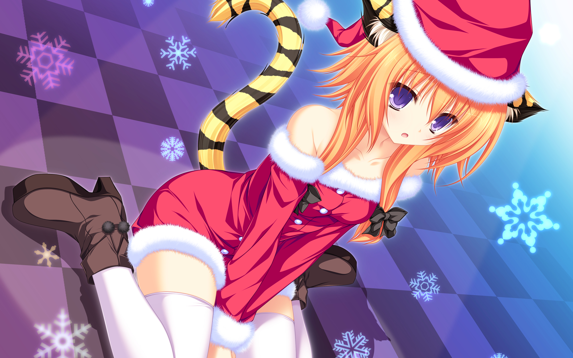 Wallpaper - Cute Christmas Anime Girl - HD Wallpaper 