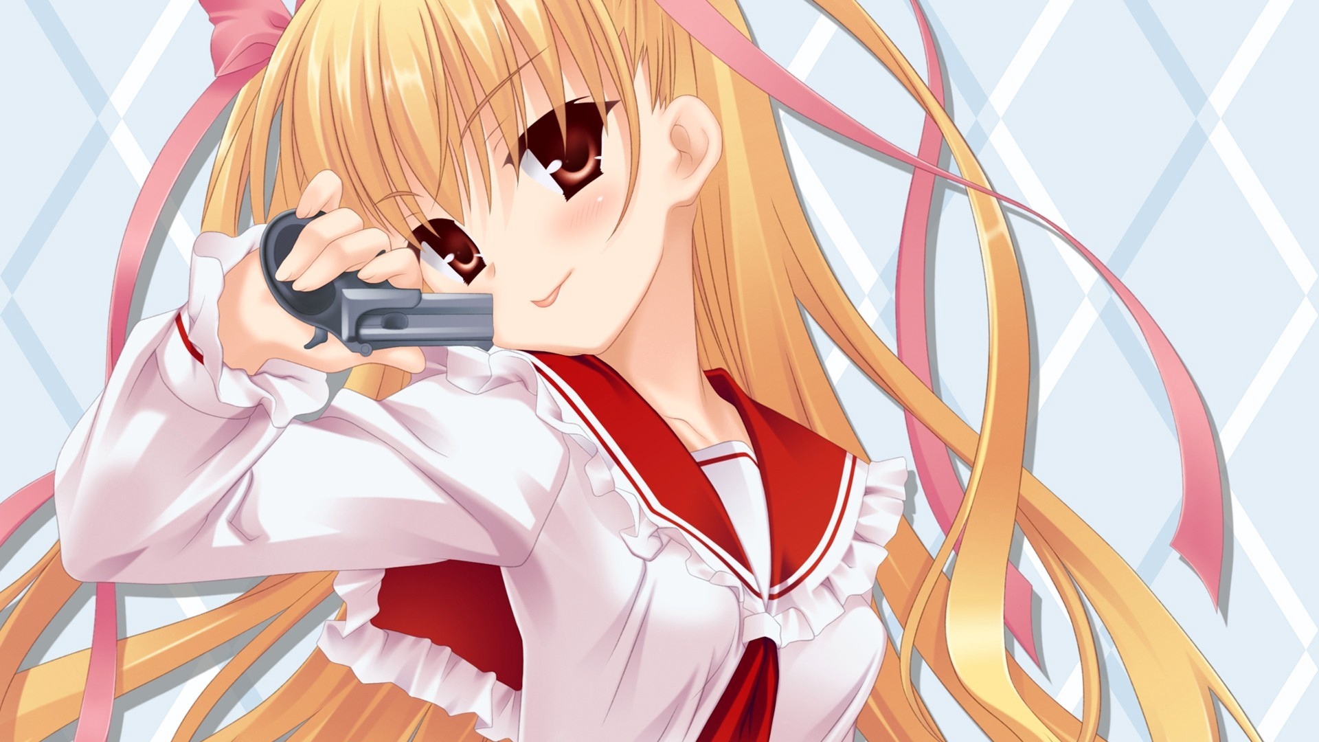 Wallpaper Anime, Girl, Blonde, Funny, Gun Anime, Gun - Aria The Scarlet Ammo Riko Mine - HD Wallpaper 