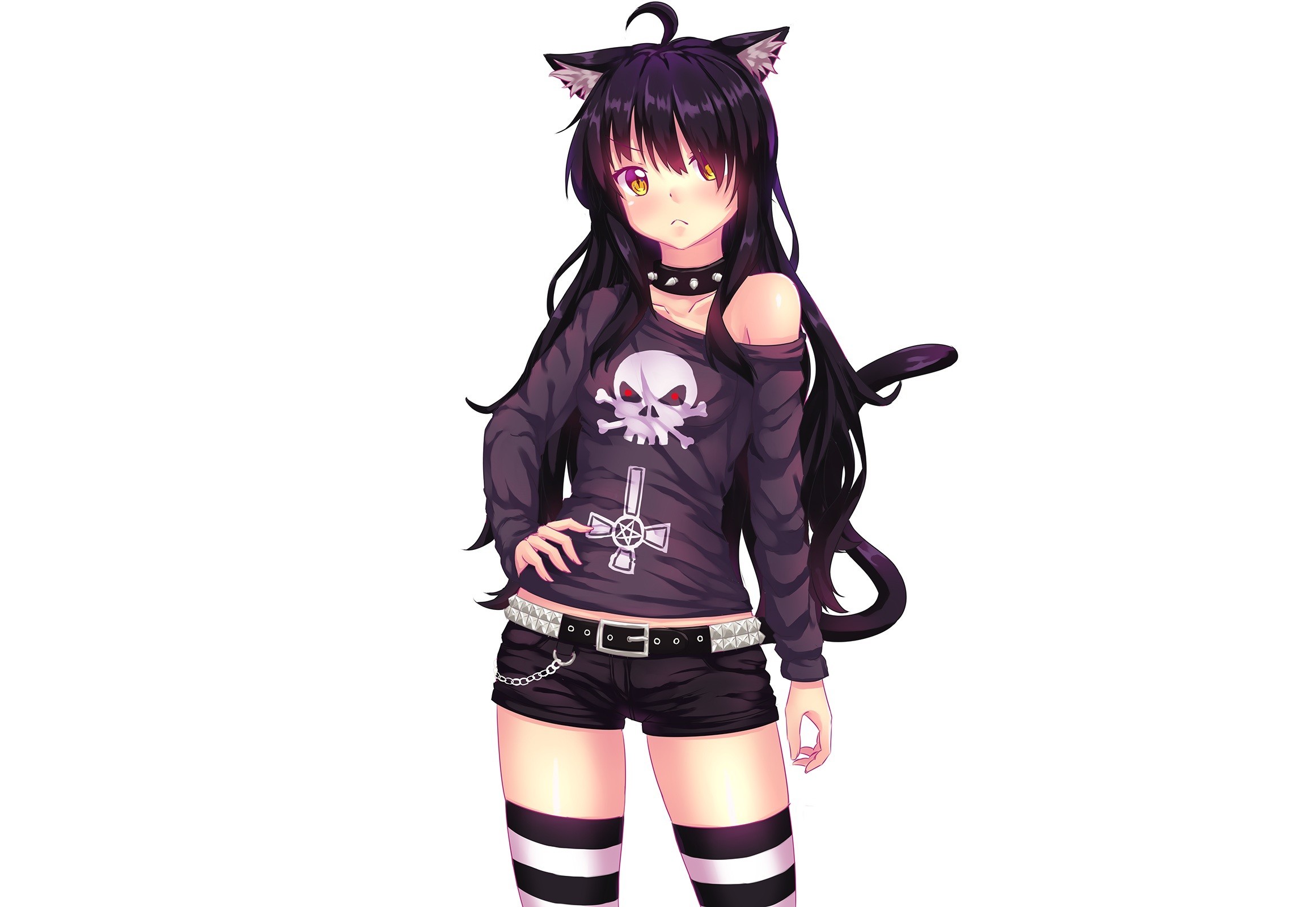 Anime Cat Girl Black Hair - HD Wallpaper 