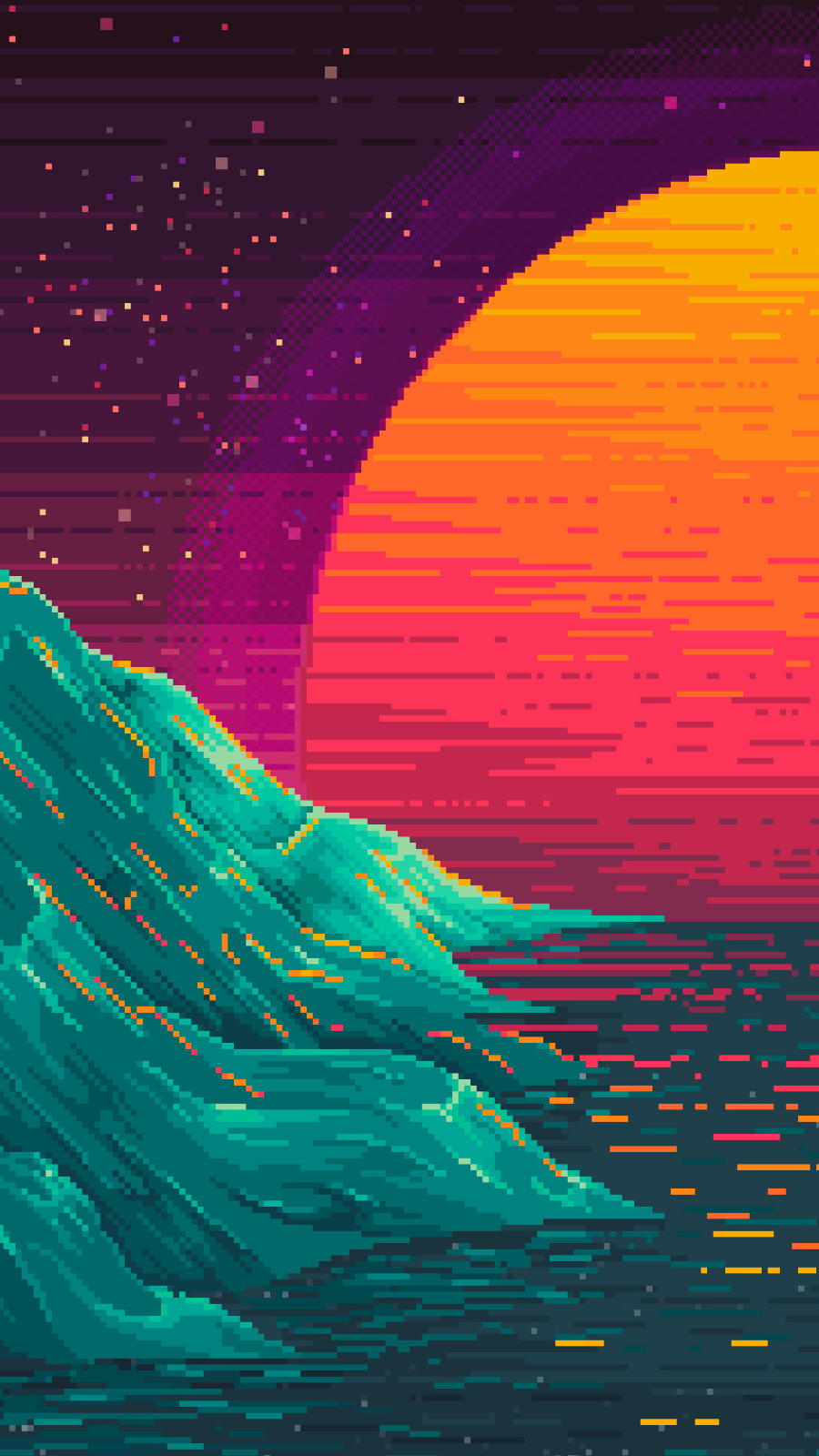 Easy Sunset Pixel Art - HD Wallpaper 