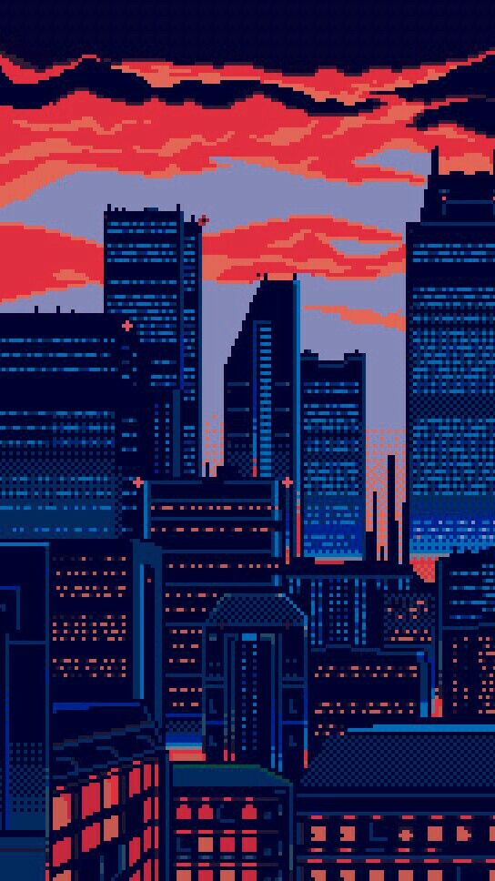 8 Bit Backgrounds City Red - HD Wallpaper 