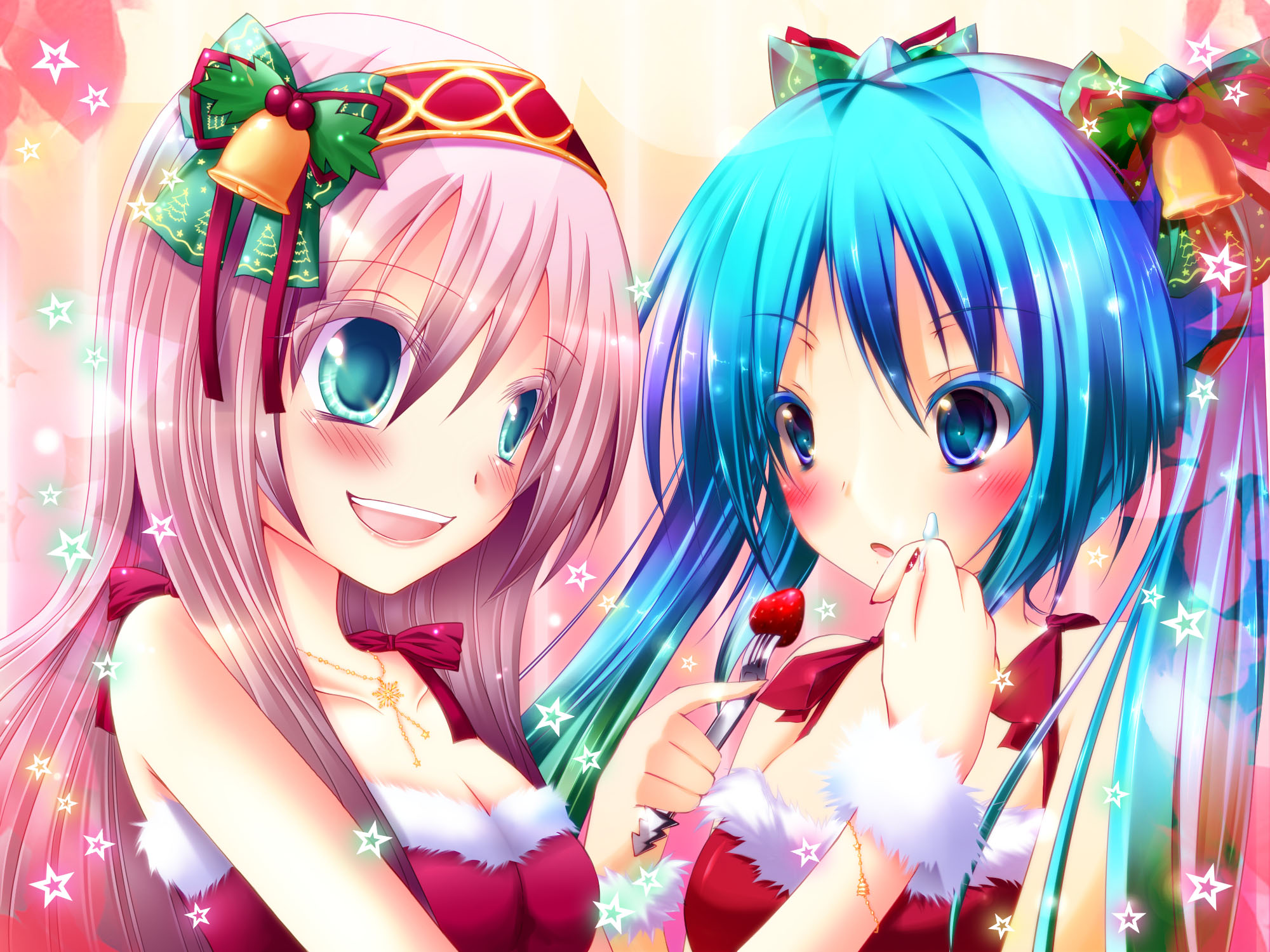 Vocaloid Download Wallpaper - Miku X Luka Xmas - HD Wallpaper 