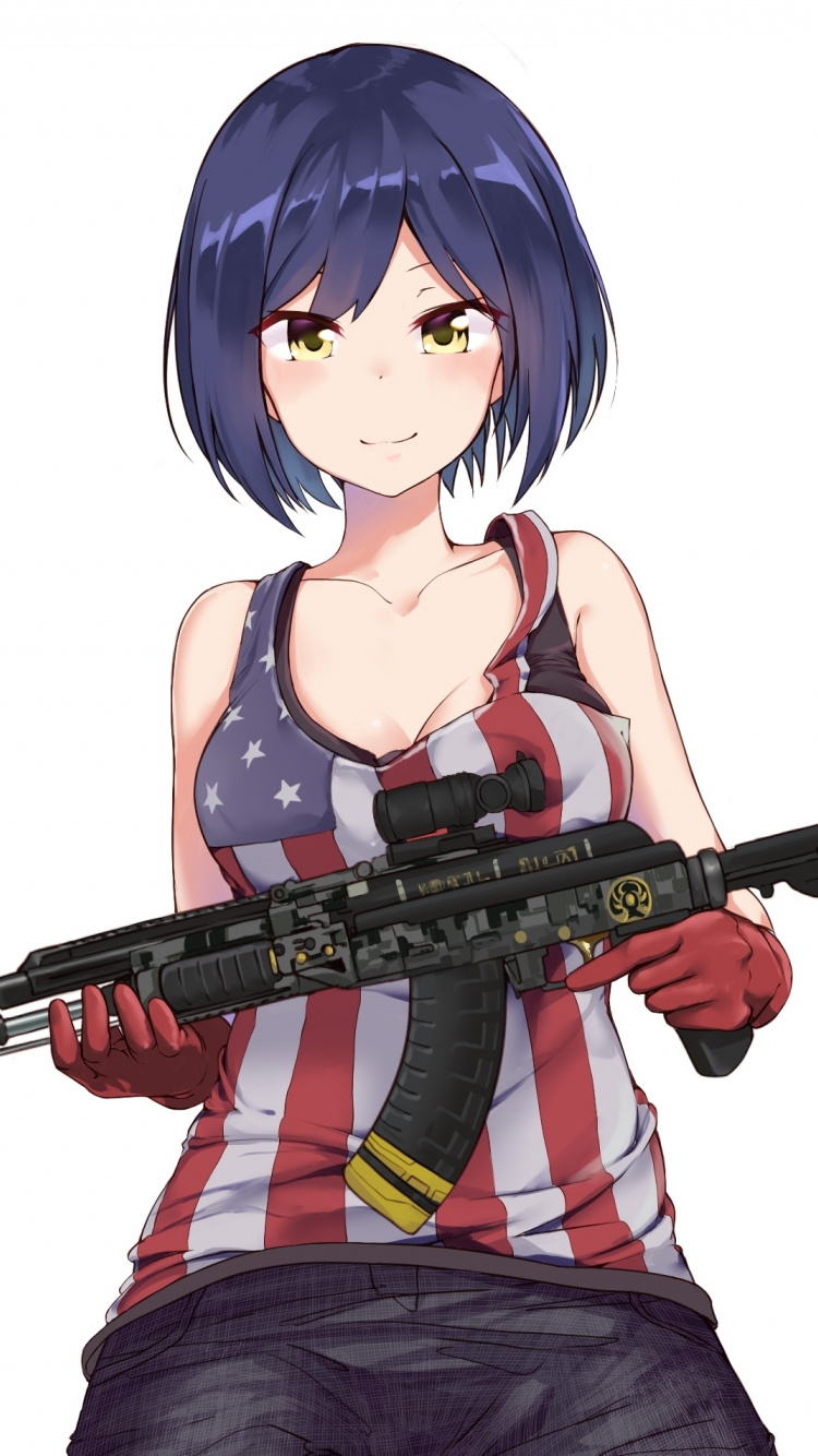 Anime Girl, Tsukino Mito, Virtual Youtuber, With Gun, - Anime Girls With Guns Wallpaper Iphone - HD Wallpaper 
