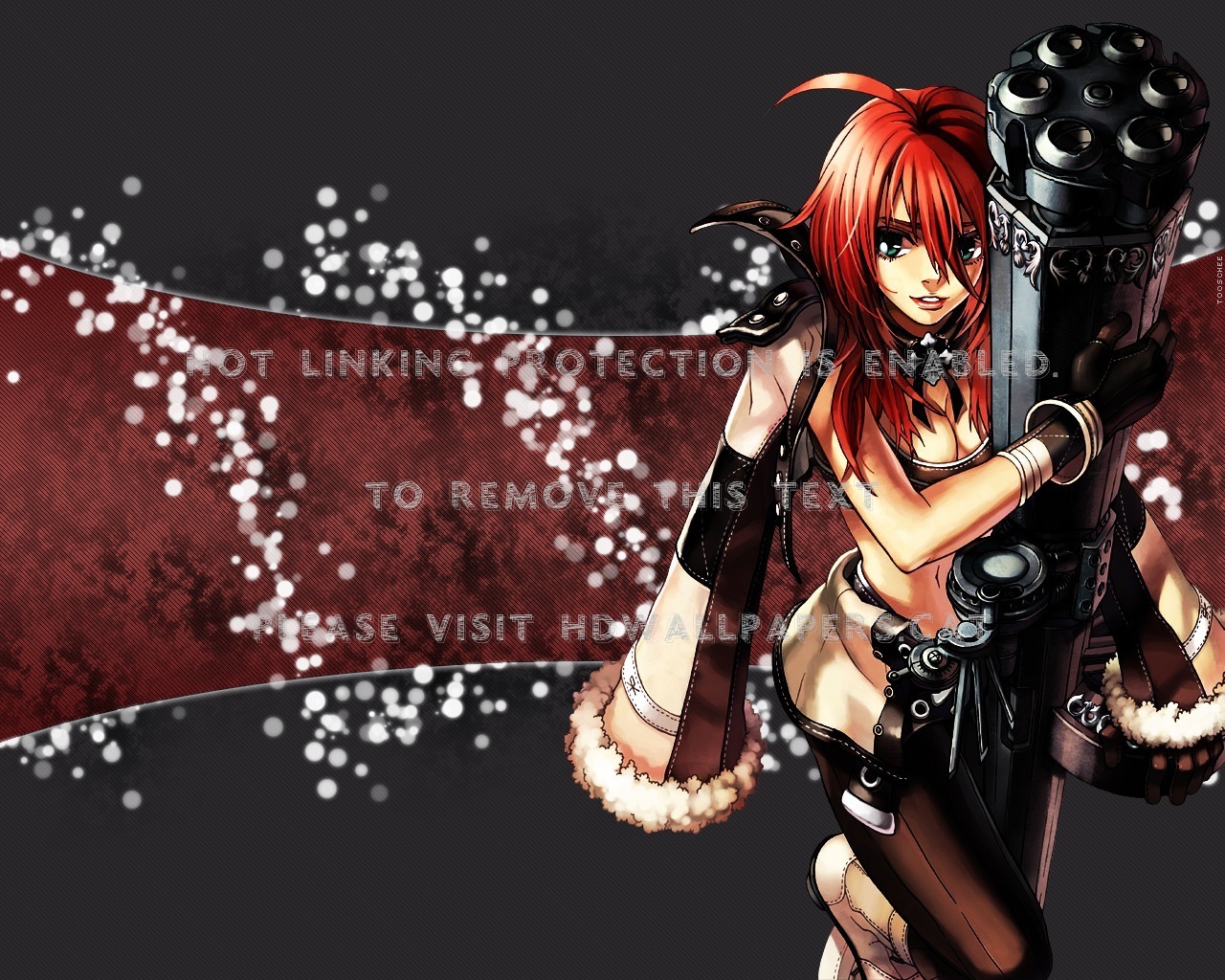 Anime Gun Red Hair Big Girl - Anime Girl Big Gun - HD Wallpaper 