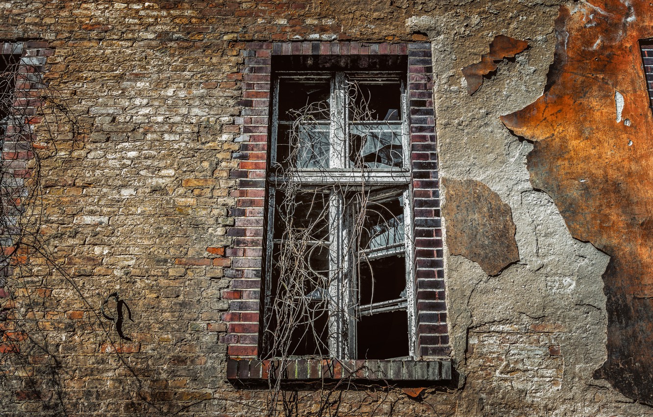 Photo Wallpaper Wall, Windows, Brick, Old, Facade, - Wall - HD Wallpaper 