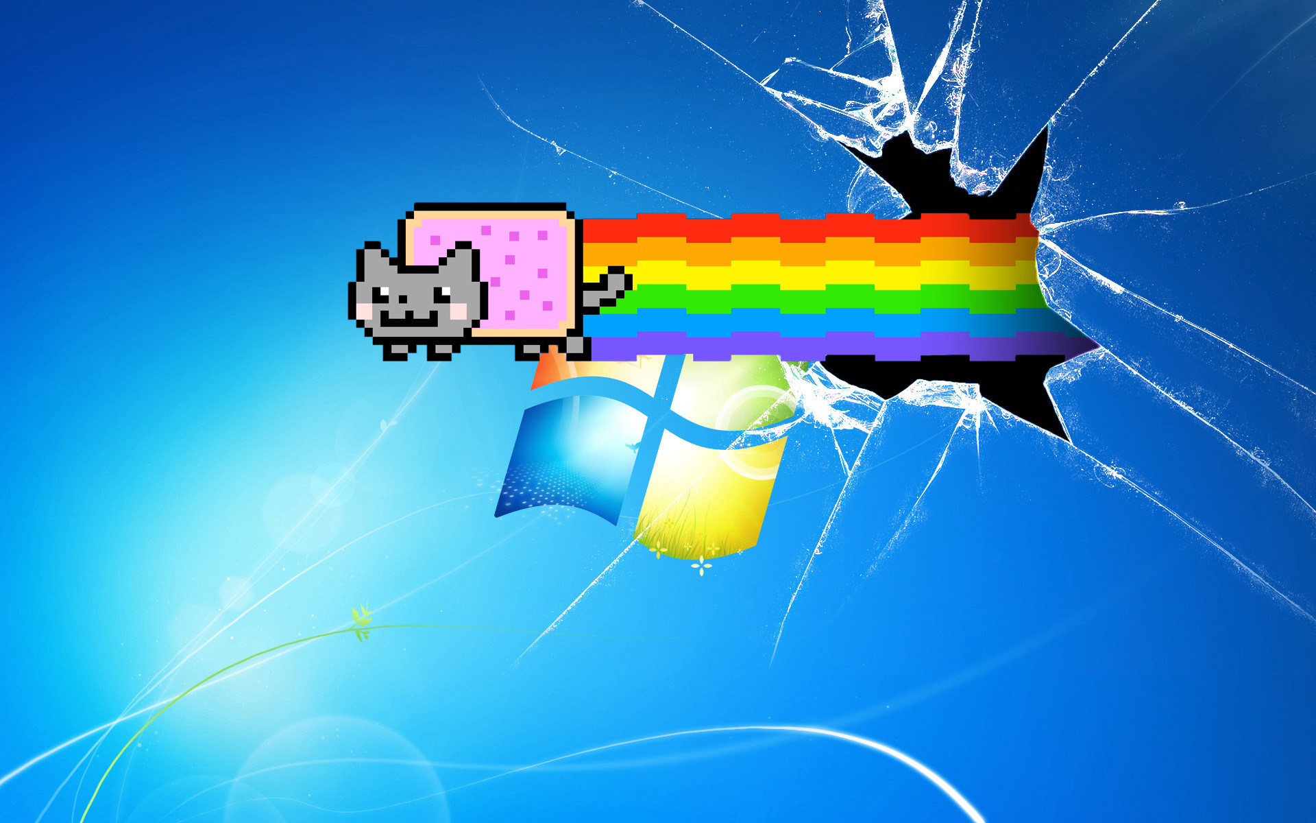 Broken Windows 7 Background - HD Wallpaper 