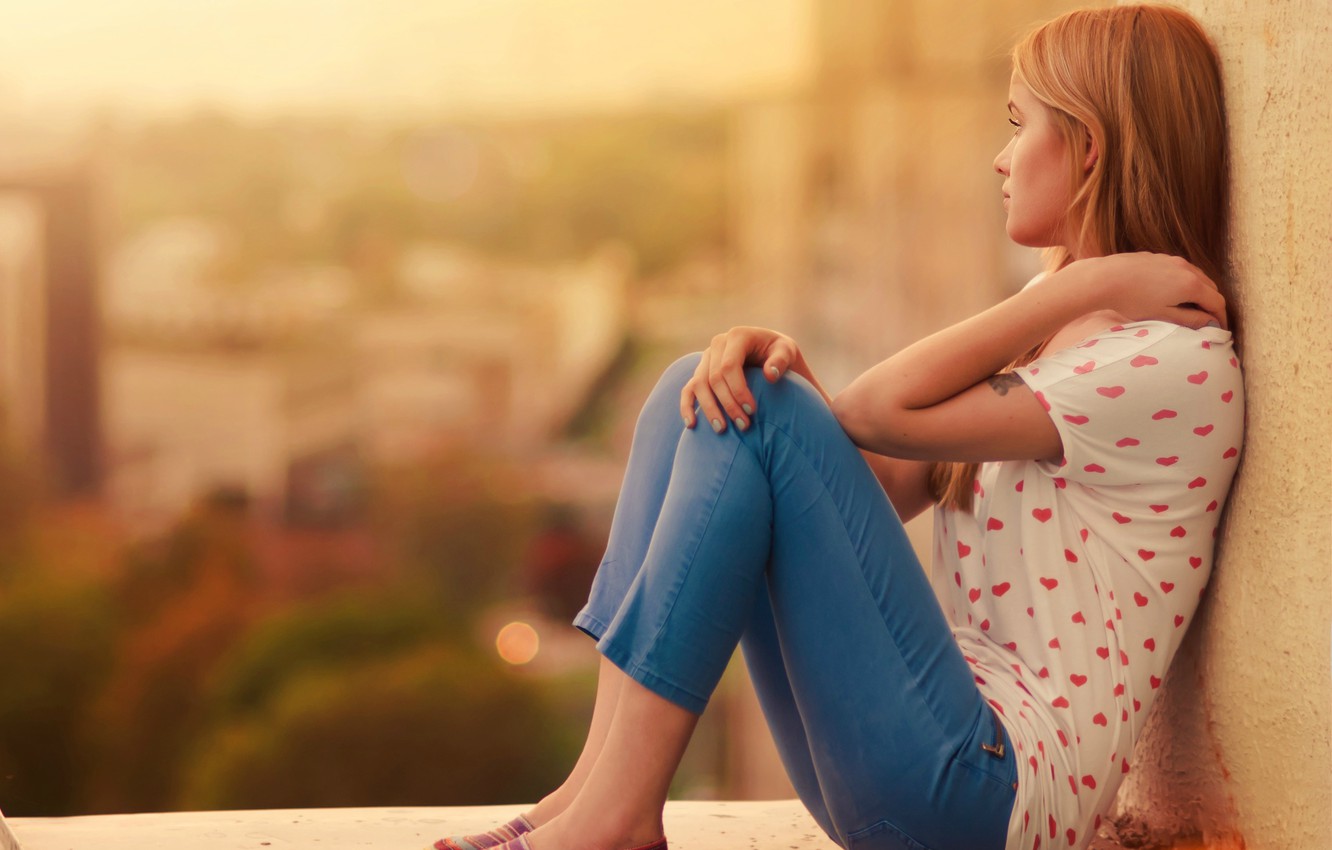 Photo Wallpaper Look, Girl, Reverie, Background, Widescreen, - Blur Background Girl Hd - HD Wallpaper 