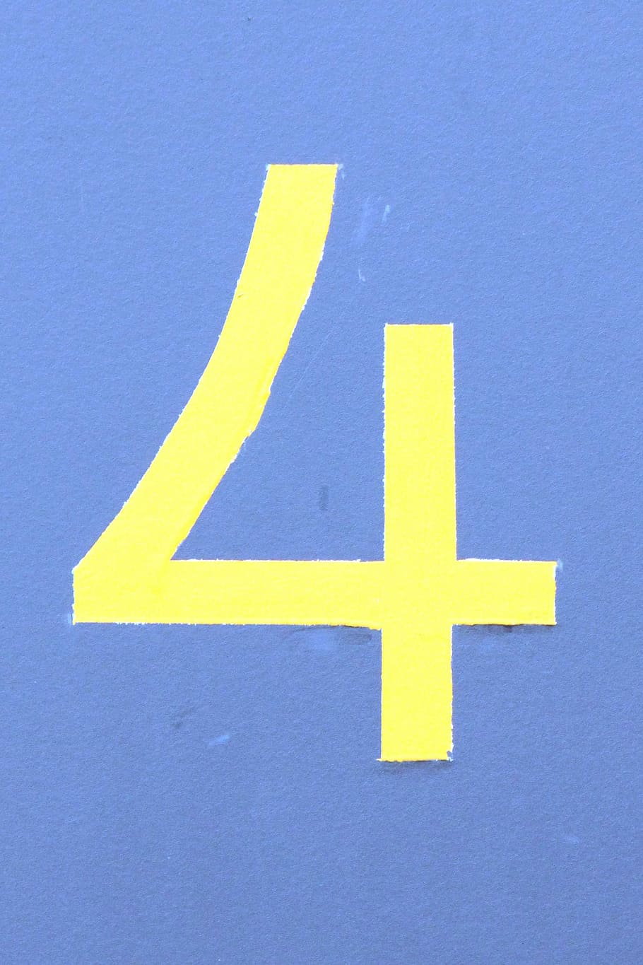 Yellow 4 On Blue Background, Counting, Digit, Four, - Number Four - HD Wallpaper 