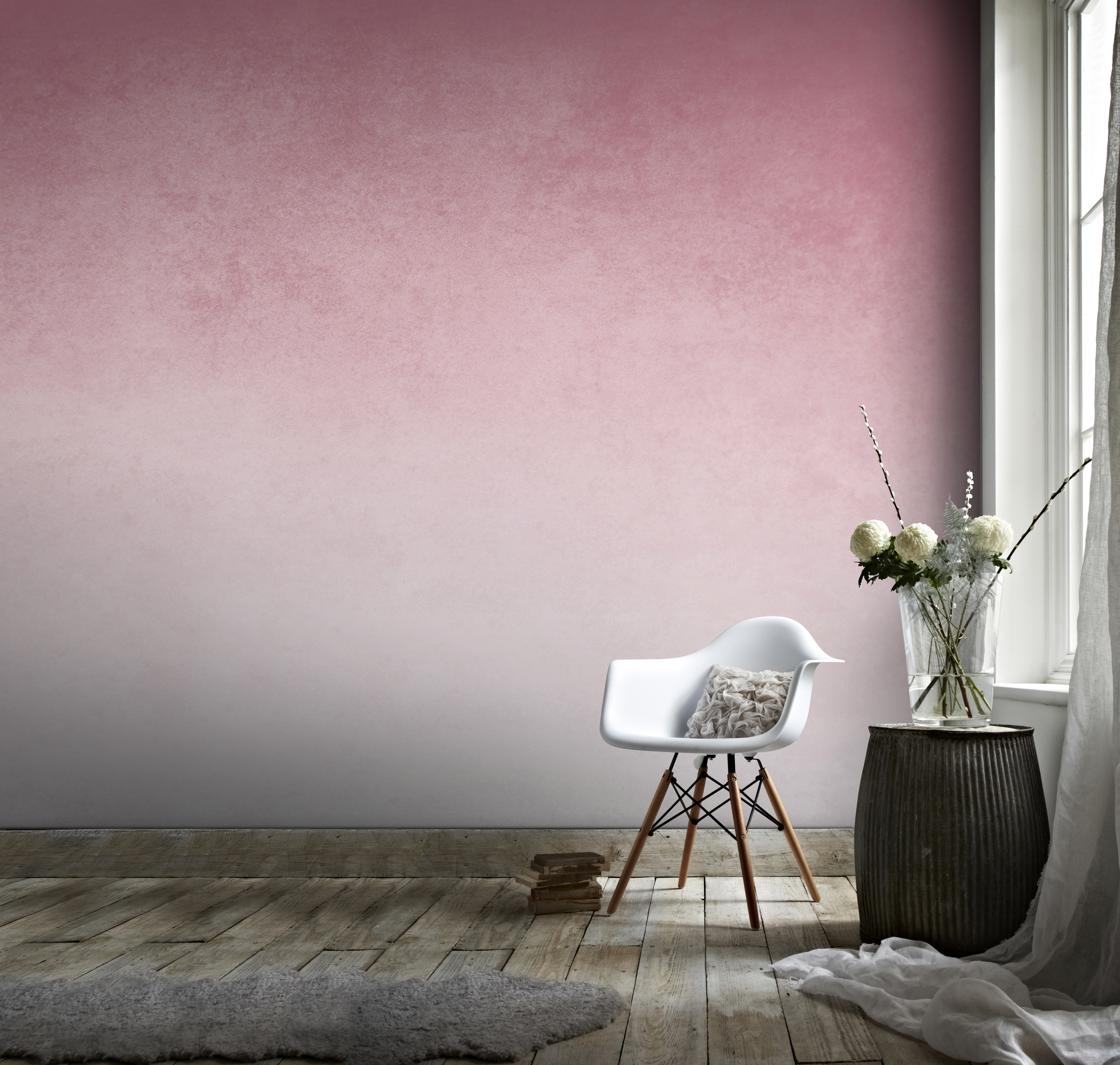 Pink Toned Ombre Effect Wallpaper By Graham & Brown - Grey Ombre Wall Paint - HD Wallpaper 