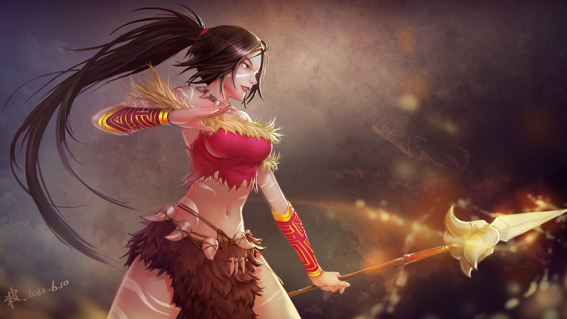 Wallpaper League Of Legends Long Hair Spear Cat Girl - Nidalee Wallpaper Hot - HD Wallpaper 
