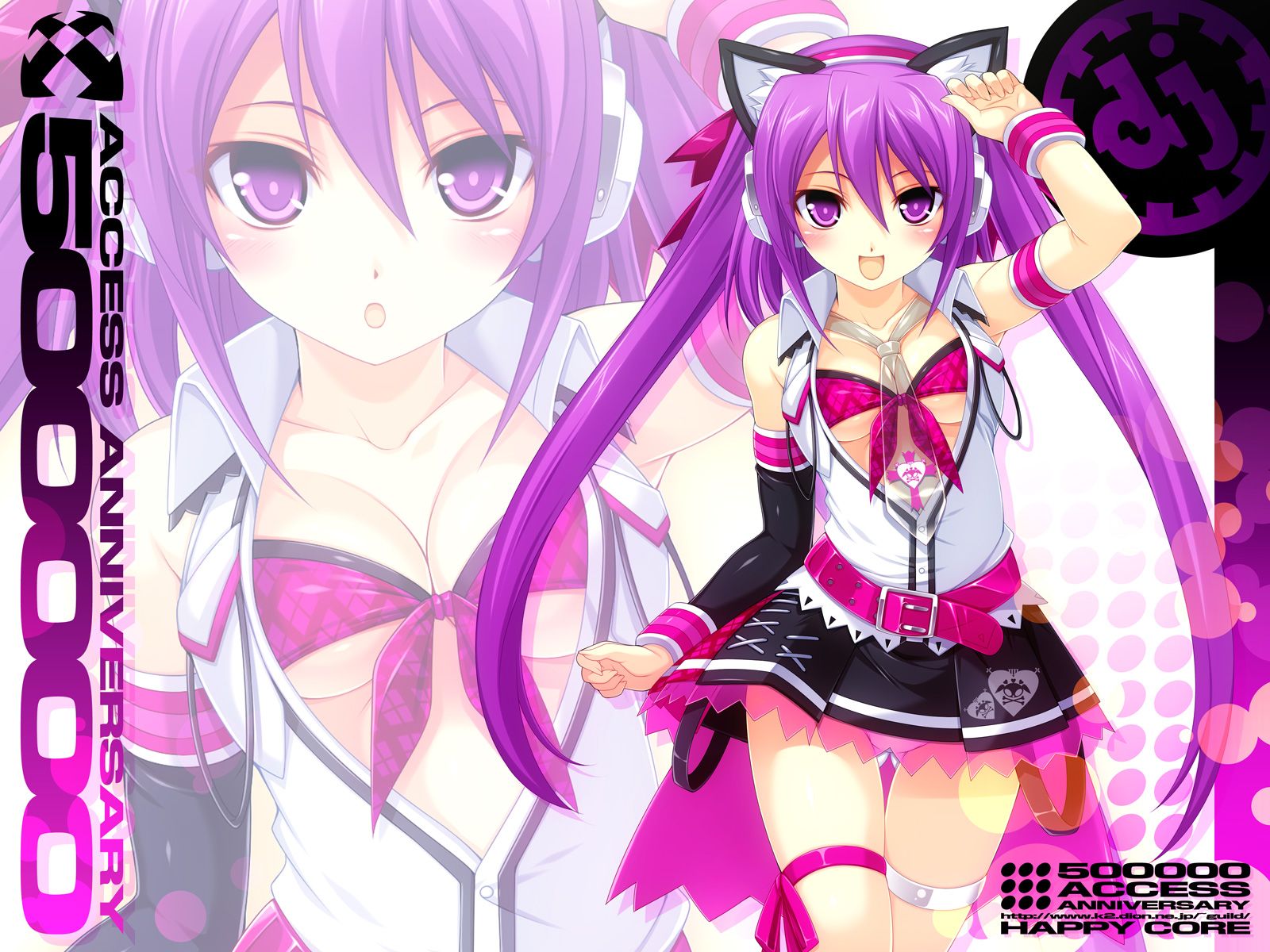 Purple Anime Girl Cat - HD Wallpaper 