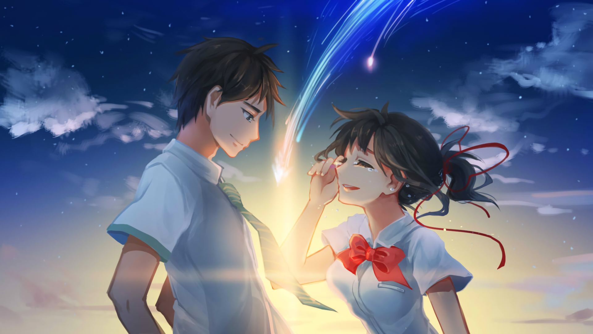 Your Name Taki And Mitsuha On Top - HD Wallpaper 