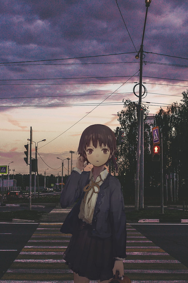 Irl 2d Anime Girls Serial Experiments Lain Shion Serial Experiments Lain Street 728x1092 Wallpaper Teahub Io