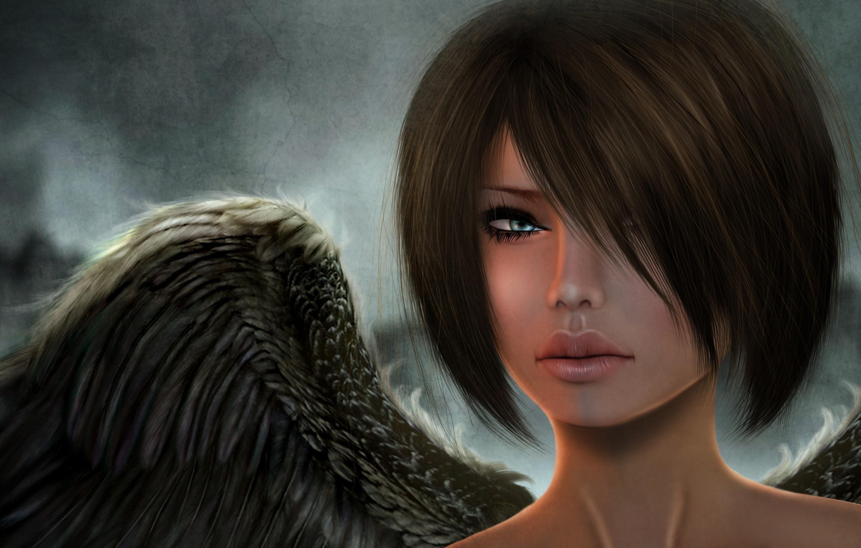 Fantasy Short Hair Girl - HD Wallpaper 