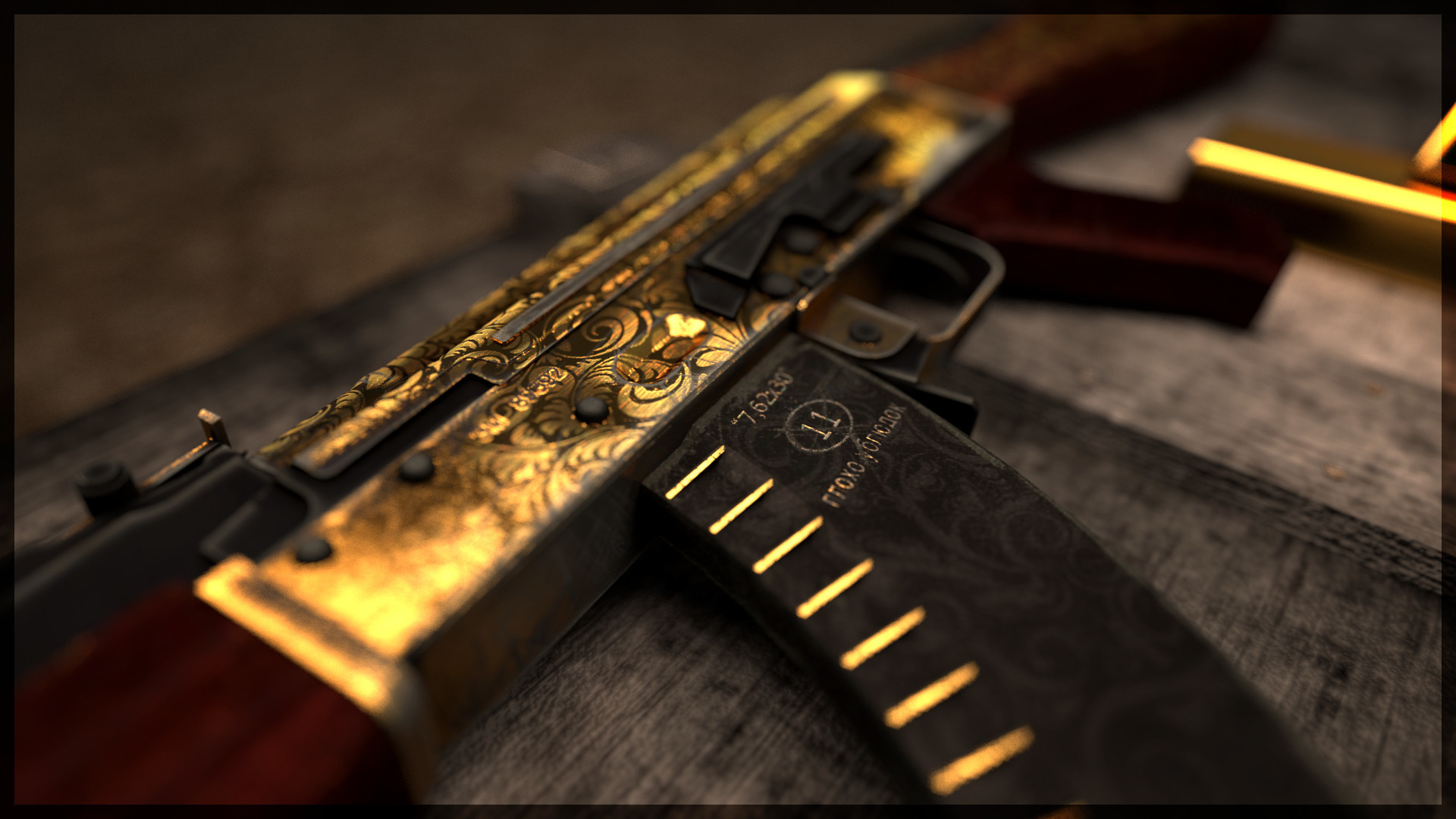 Golden Ak 47 Wallpaper Hd - HD Wallpaper 