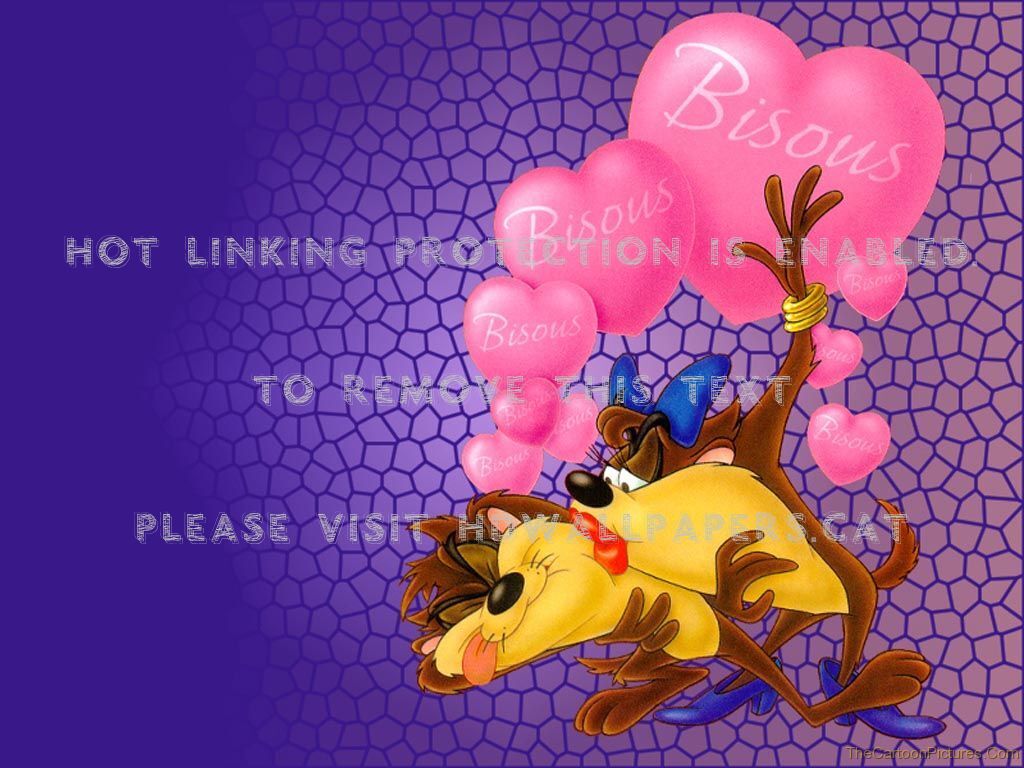 Taz In Love Cartoon Hearts Funny Bow Wb - Tasmanian Devil Taz Love - HD Wallpaper 