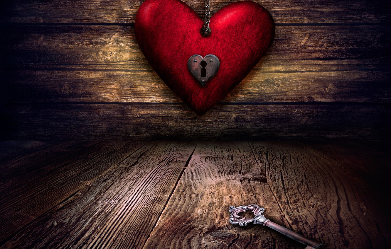 Photo Wallpaper Red, Heart, Board, Key, Chain, Twilight, - Key To My Heart  - 1332x850 Wallpaper 