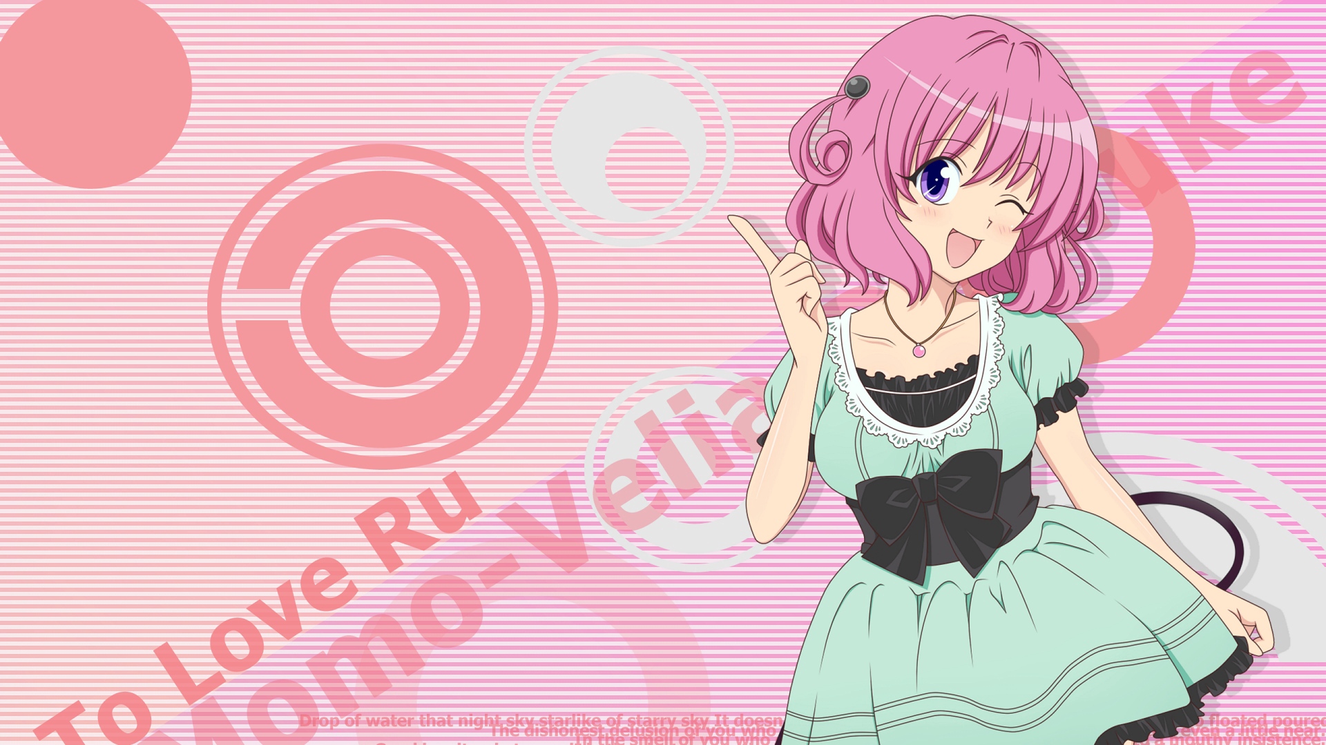 Wallpaper To Love Ru, Girl, Dress, Wink, Gesture - 1920х1080 Любовные Неприятности - HD Wallpaper 