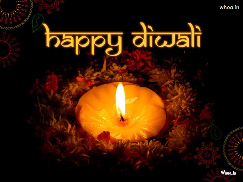 Happy Diwali With Deepak And Colorful Flower Wallpaper - Happy Diwali And Bandi Chhor Divas - HD Wallpaper 