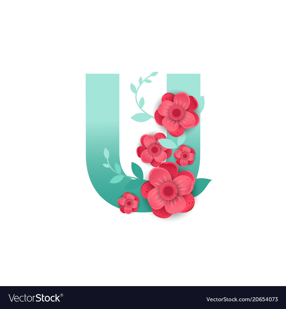 Letter U With Flowers - HD Wallpaper 