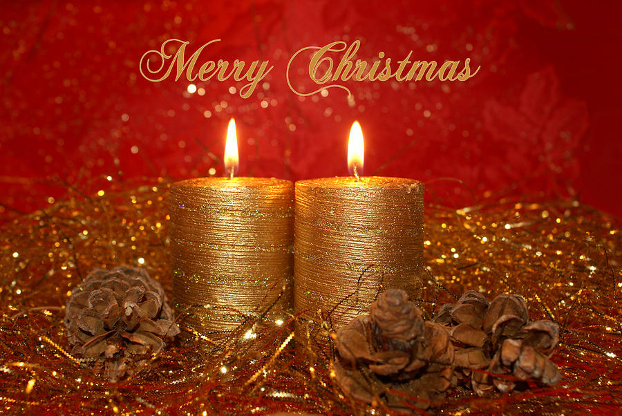 Merry Christmas With Candle - HD Wallpaper 